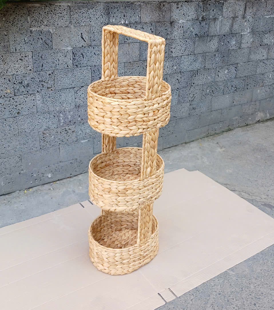 LUCIA-1 Hyacinth 3-Tier Oval Basket Stand - Image 3