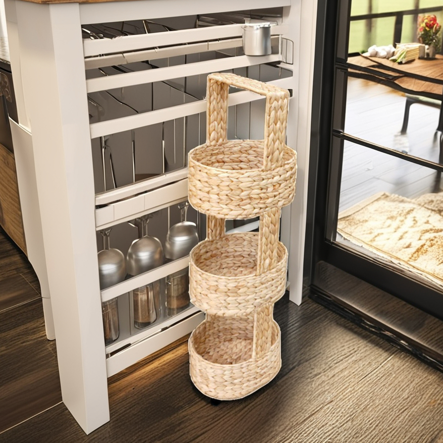 LUCIA-1 Hyacinth 3-Tier Oval Basket Stand