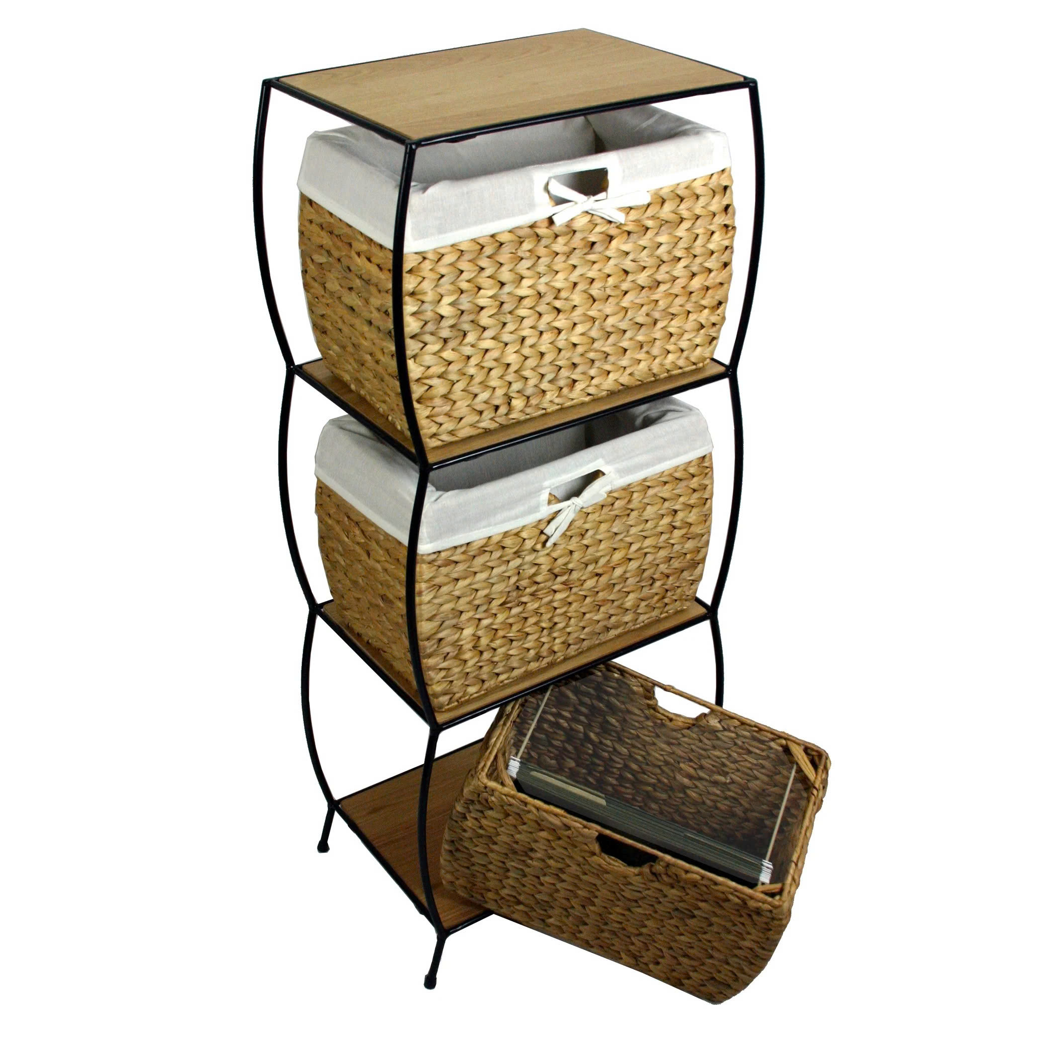 IBIZA-1 Hyacinth Curved 3-Drawer Basket Filing Cabinet - Image 5