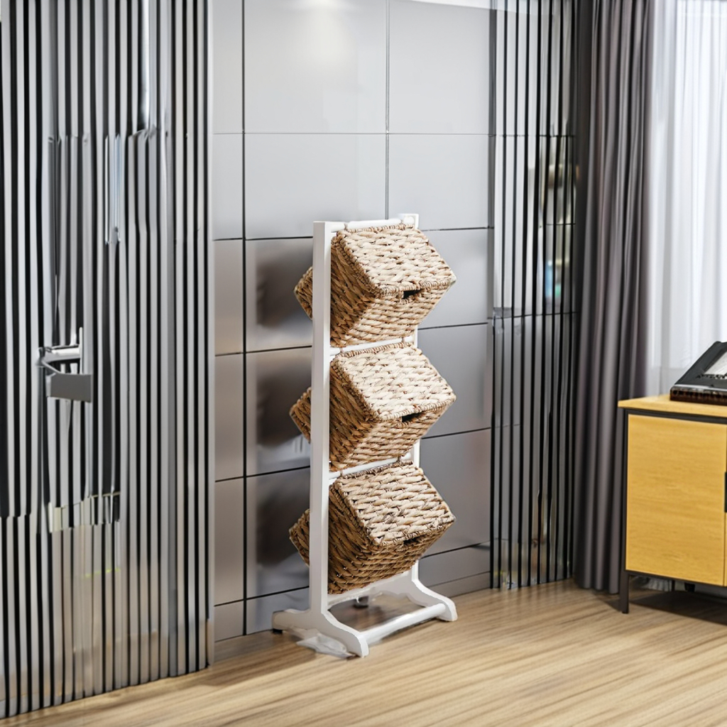 IBIZA-3 Hyacinth 3-Tier Lidded Basket Stand - Image 2