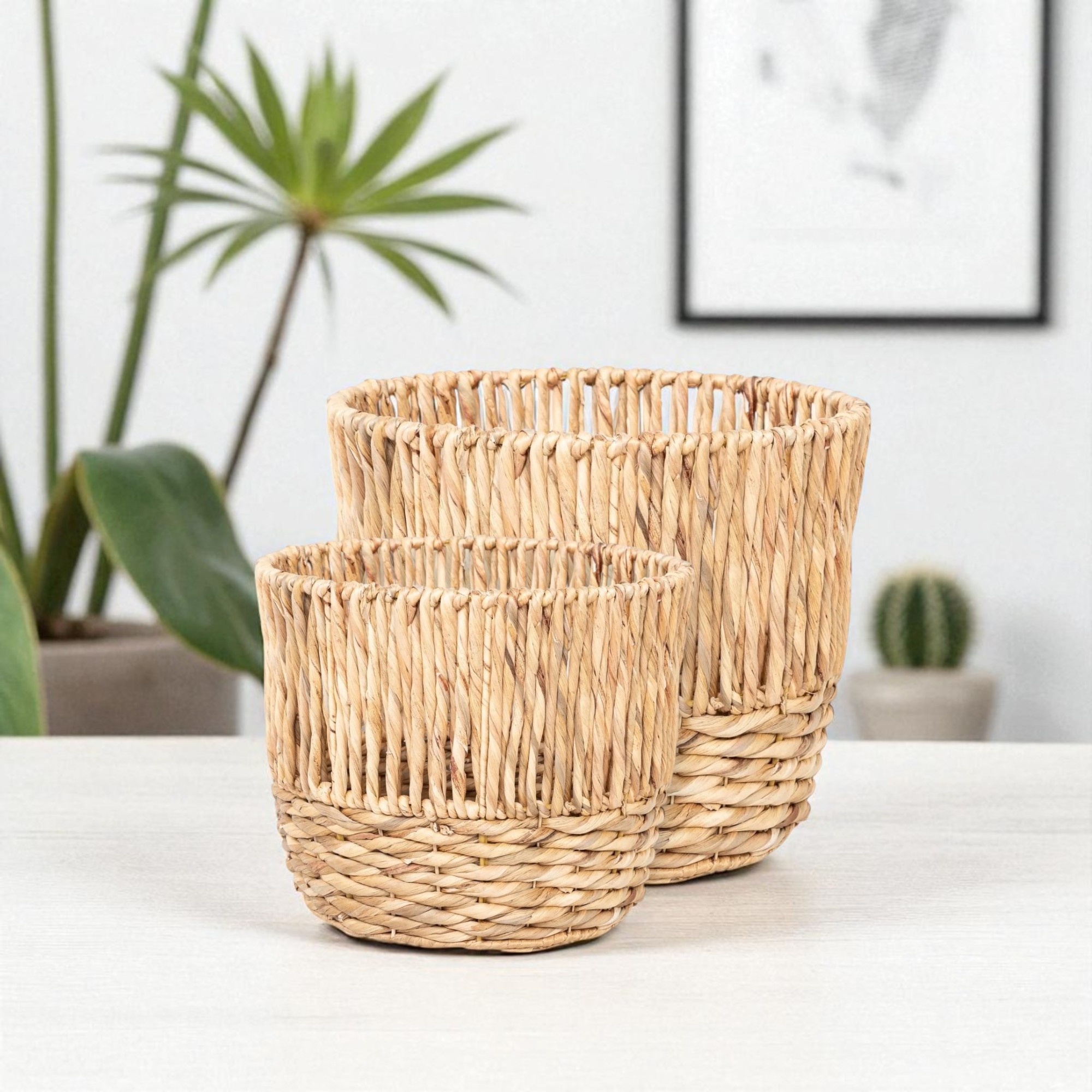 CAPRI-3 Hyacinth Artisan Round Basket Planter(s) - Image 3