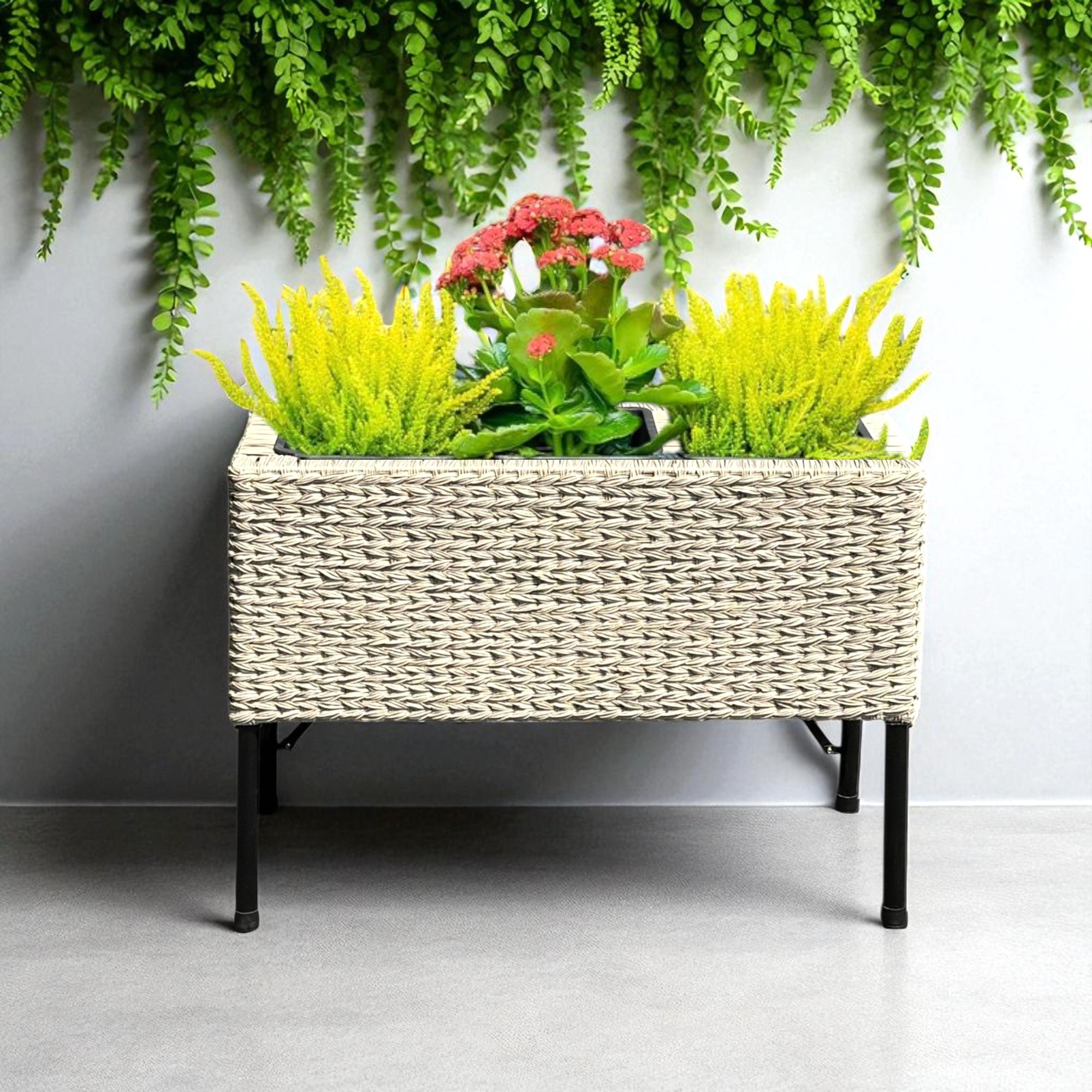 CAPRI-7 Poly Wicker Trio-Pot Trough Planter