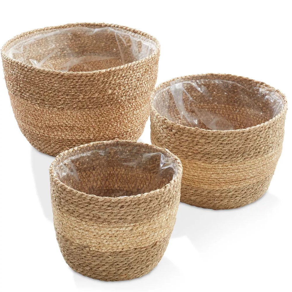 CAPRI-4 Seagrass Two-toned Round Basket Planter (Set 3) - Image 4