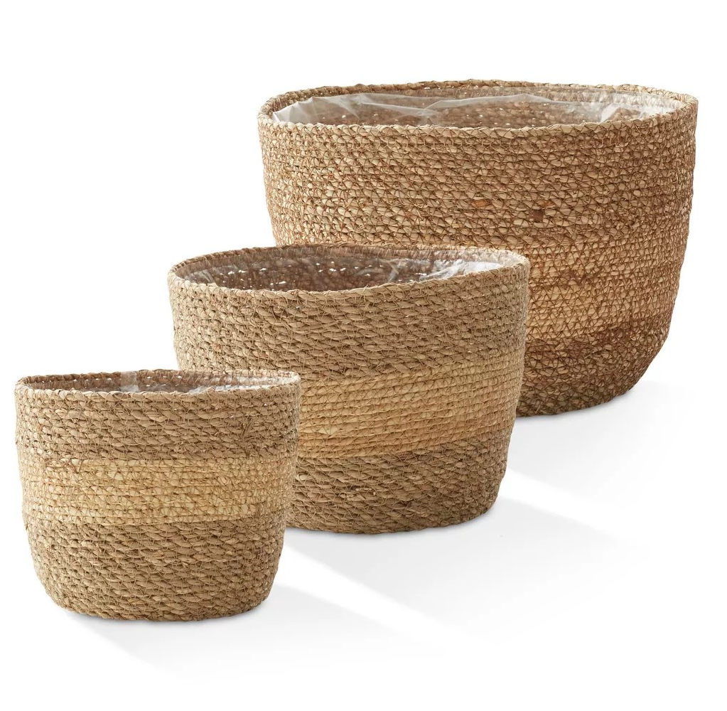 CAPRI-4 Seagrass Two-toned Round Basket Planter (Set 3) - Image 5