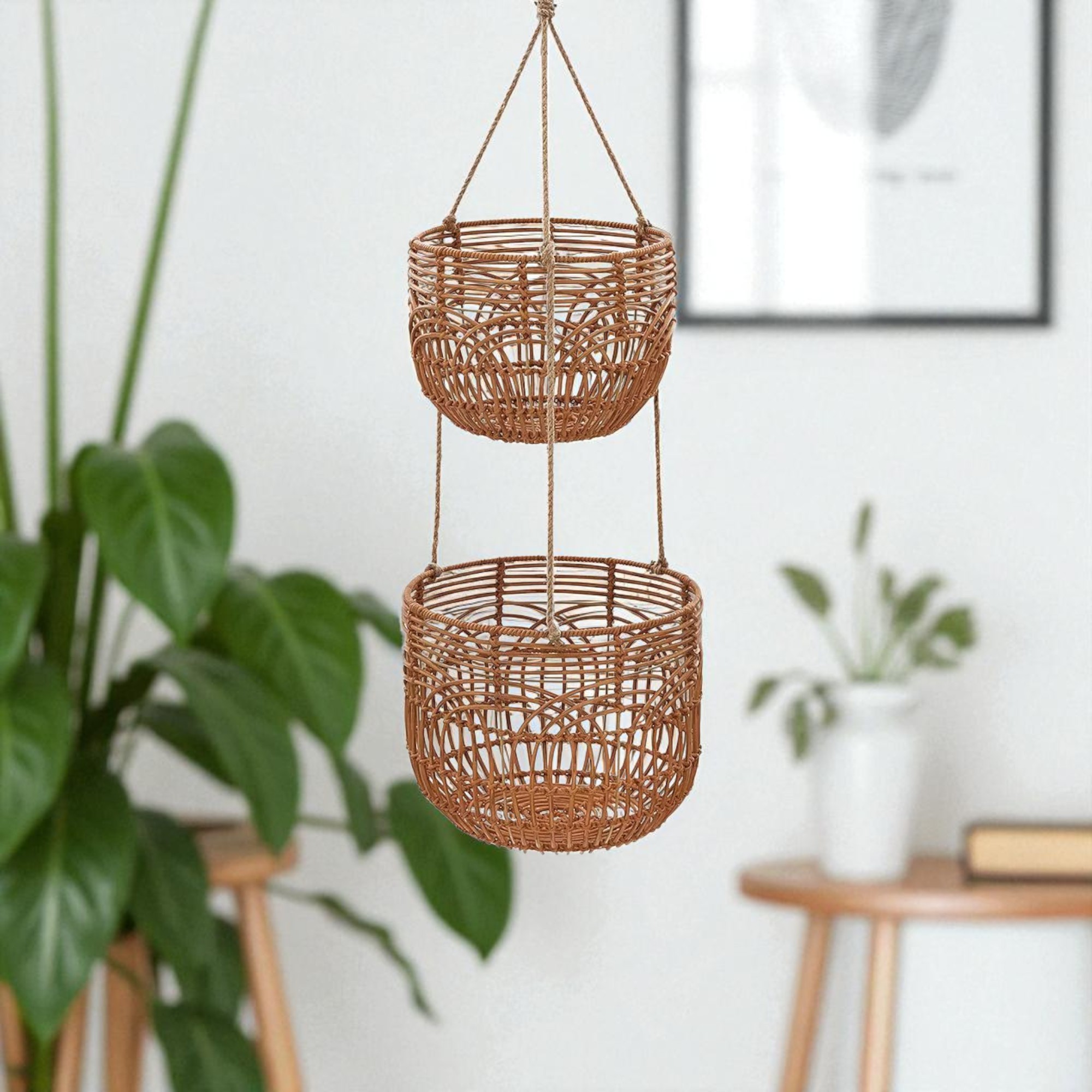 CAPRI-7 Poly Rattan Stylish Round Basket Planters (Set 2) - Image 2
