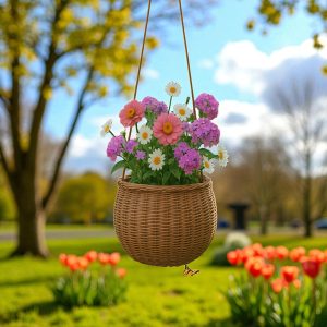 CAPRI-5 Rattan Hanging Basket Planter (Single & Set 2)
