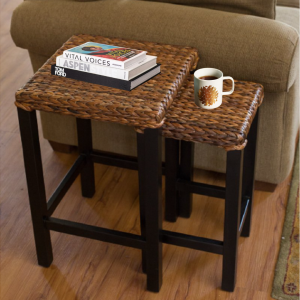 IBIZA-5 Set of 2 Hyacinth-topped Nesting Side Tables