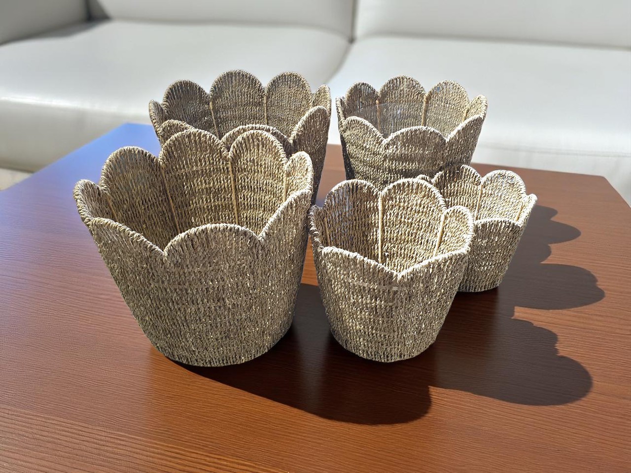 CAPRI-4 Seagrass Scalloped Basket Planters (Set 5) - Image 4