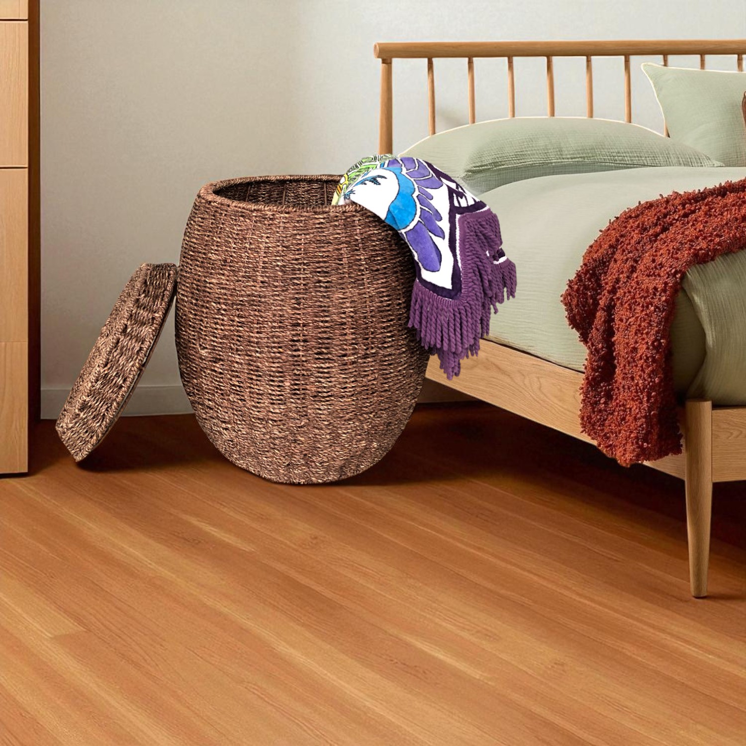 IBIZA-4 Seagrass Classic Storage Stool Side Table - Image 4