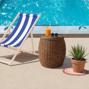 IBIZA-4 Seagrass Classic Storage Stool Side Table