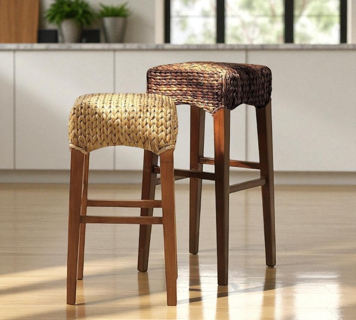 IBIZA-1 Hyacinth Rustic Backless Bar Stool - Image 3