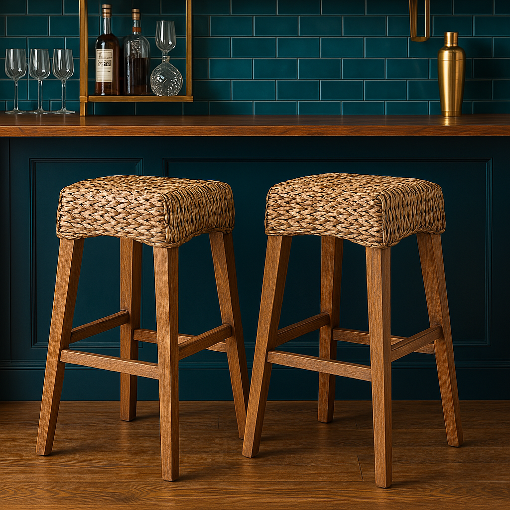 IBIZA-1 Hyacinth Rustic Backless Bar Stool - Image 2