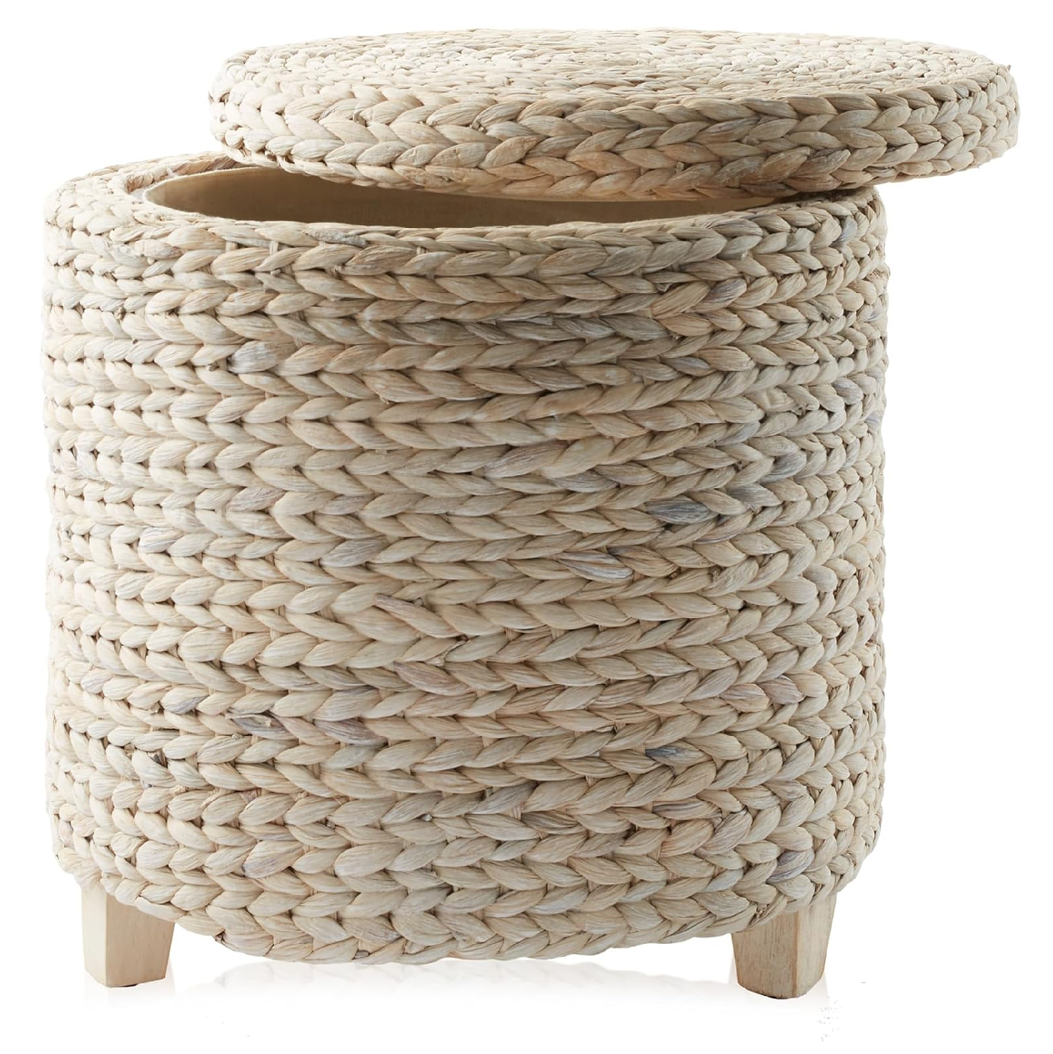 IBIZA-1 Hyacinth Round Storage Ottoman Stool Table - Image 5