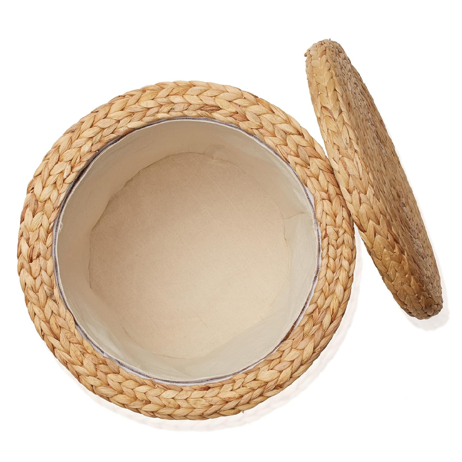 IBIZA-1 Hyacinth Round Storage Ottoman Stool Table - Image 6