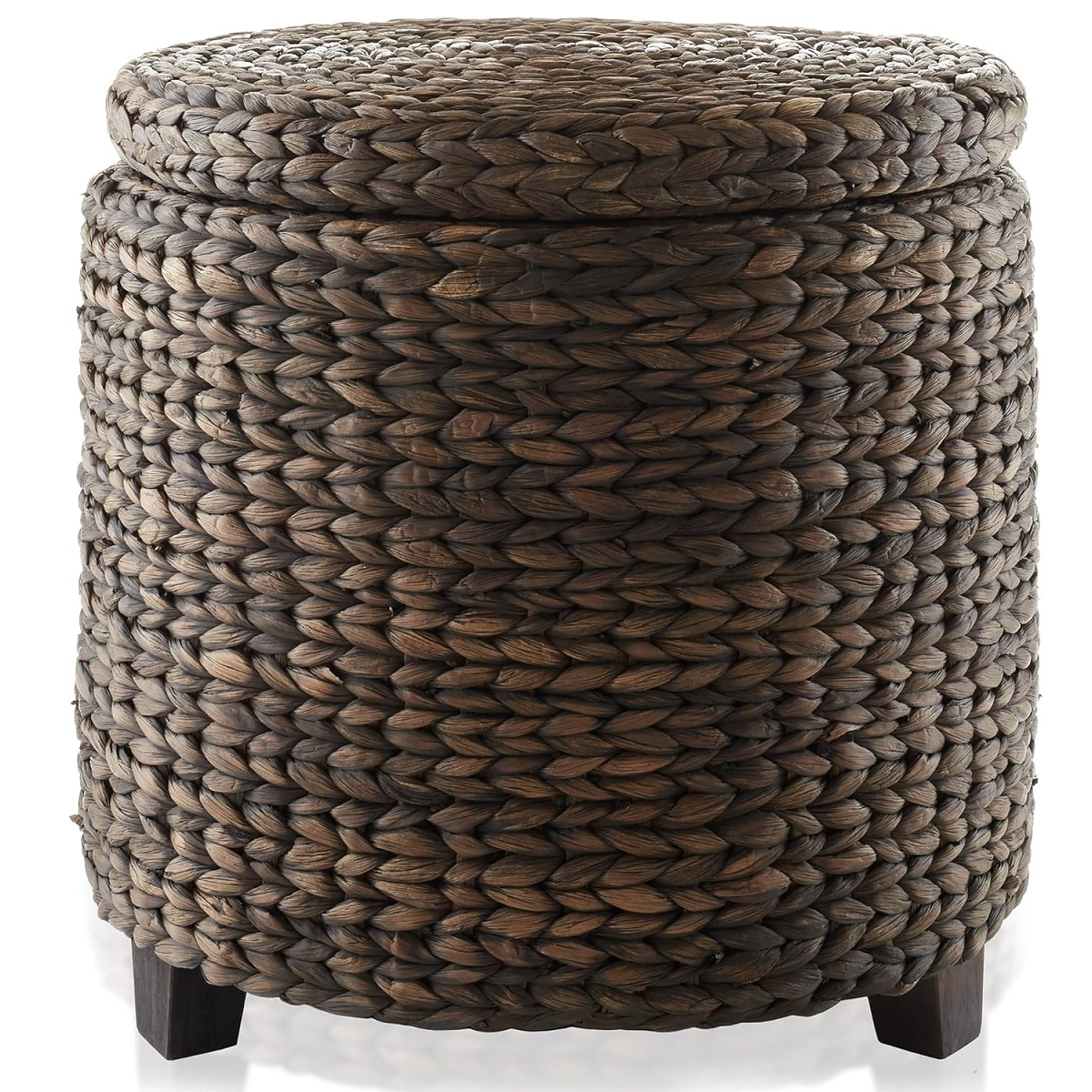 IBIZA-1 Hyacinth Round Storage Ottoman Stool Table - Image 4