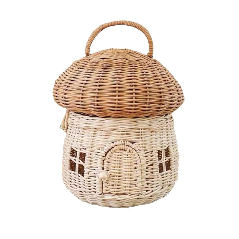 NEVIS-5 Natural Rattan Mushroomed Basket with Handled Lid - Image 4