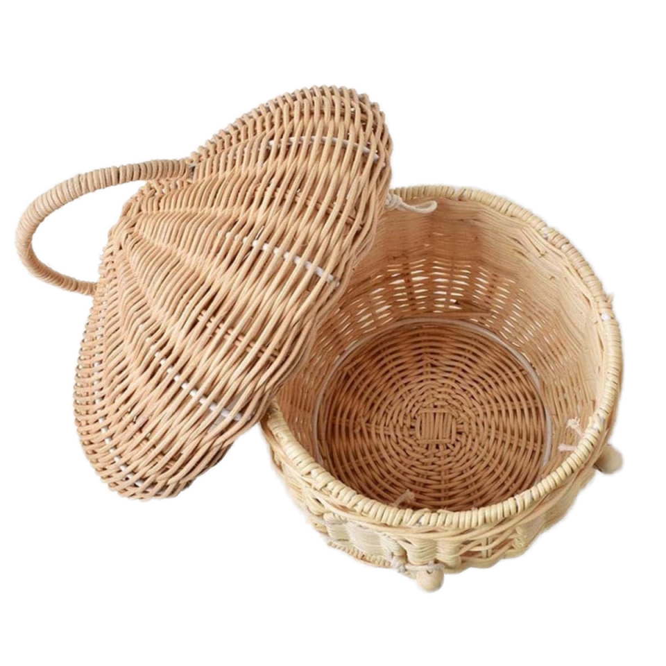 NEVIS-5 Natural Rattan Mushroomed Basket with Handled Lid - Image 5