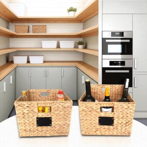 ISLA-1 Hyacinth Rect Foldable Chalkboard Baskets (2-Pack)