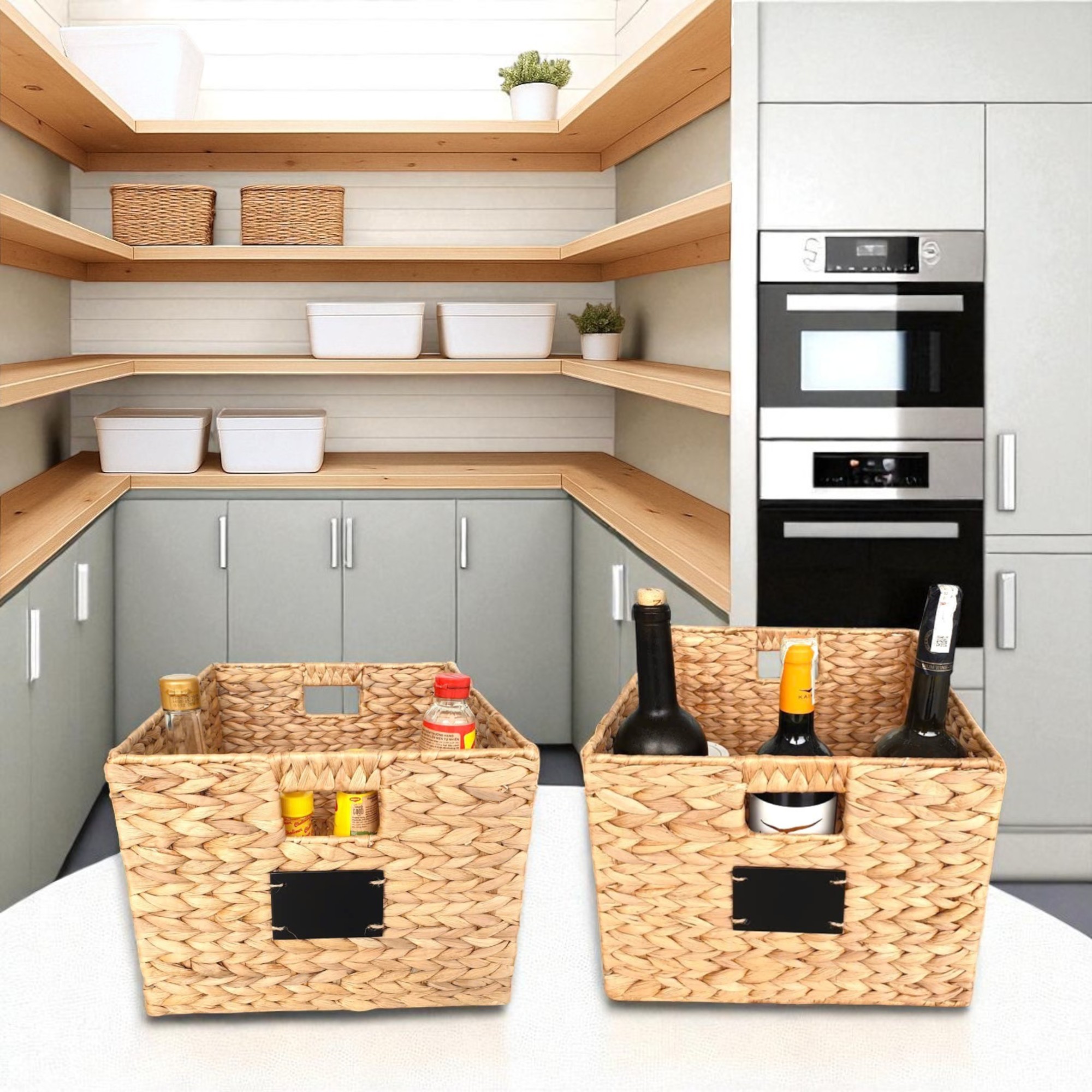 ISLA-1 Hyacinth Rect Foldable Chalkboard Baskets (2-Pack)