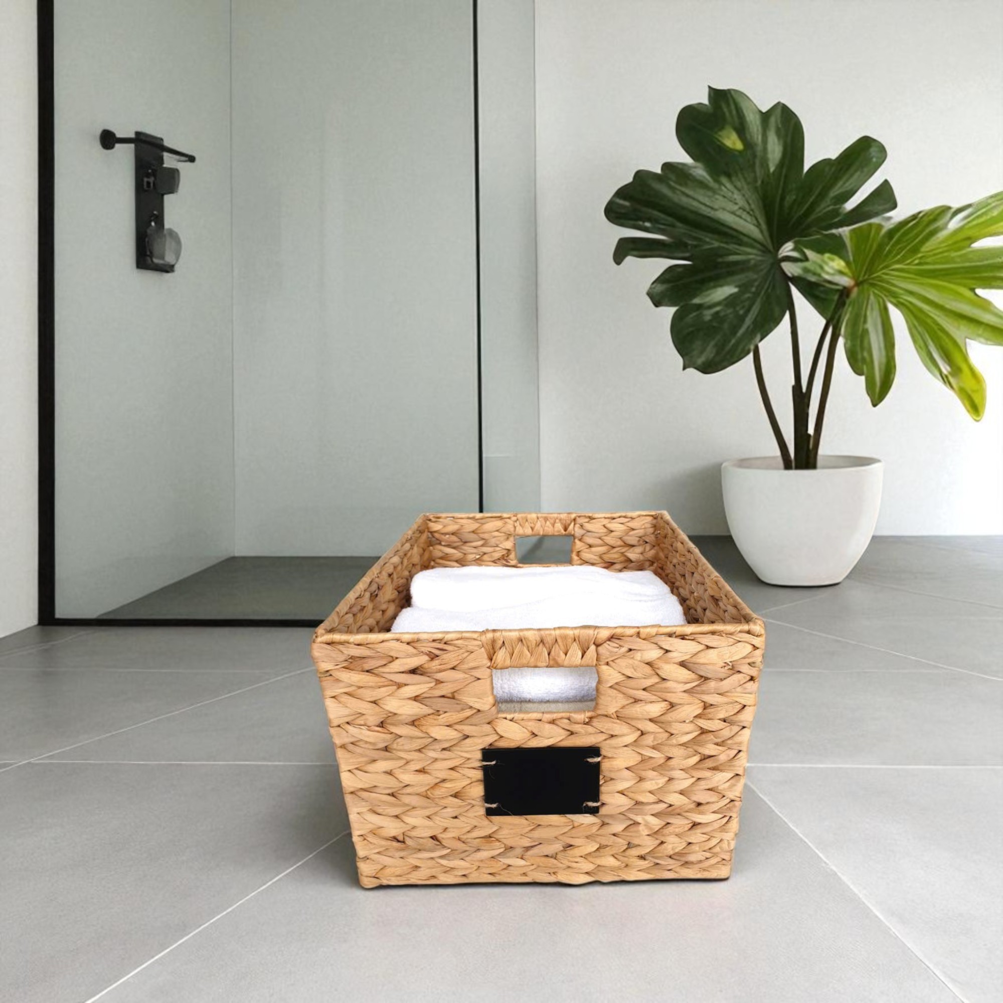 ISLA-1 Hyacinth Rect Foldable Chalkboard Baskets (2-Pack) - Image 3