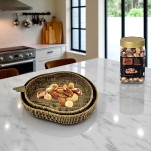 LUCIA-5 Rattan Pear-shaped Serving Trays (Set 2)