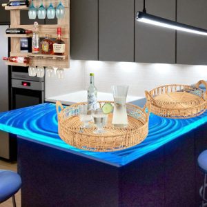 LUCIA-5 Rattan Artisan Round Serving Trays (Set 2)