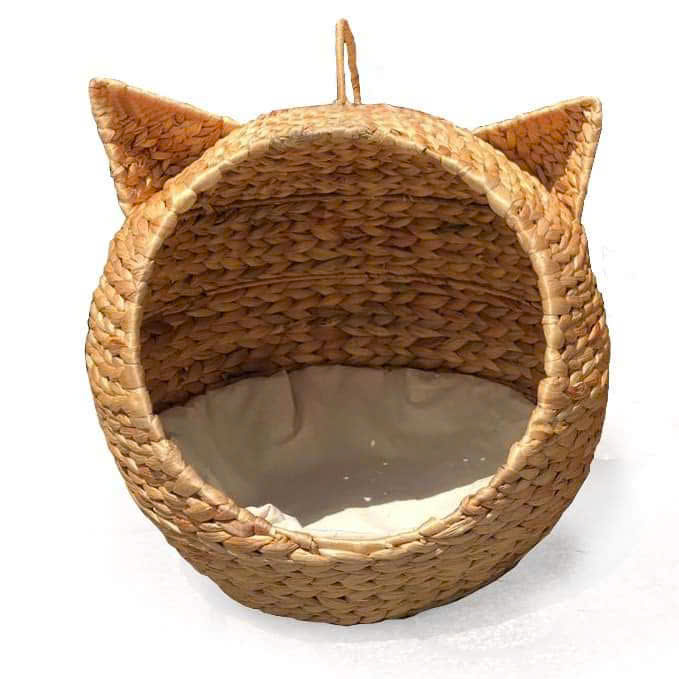 NEVIS-1 Hyacinth Round Cat Cave with Handle - Image 3