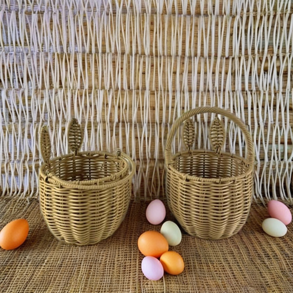NEVIS-5 Rattan Bunny Ears Easter Basket