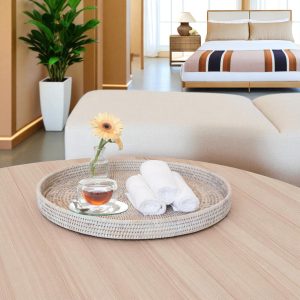 LUCIA-5 Natural Rattan Round Serving Tray