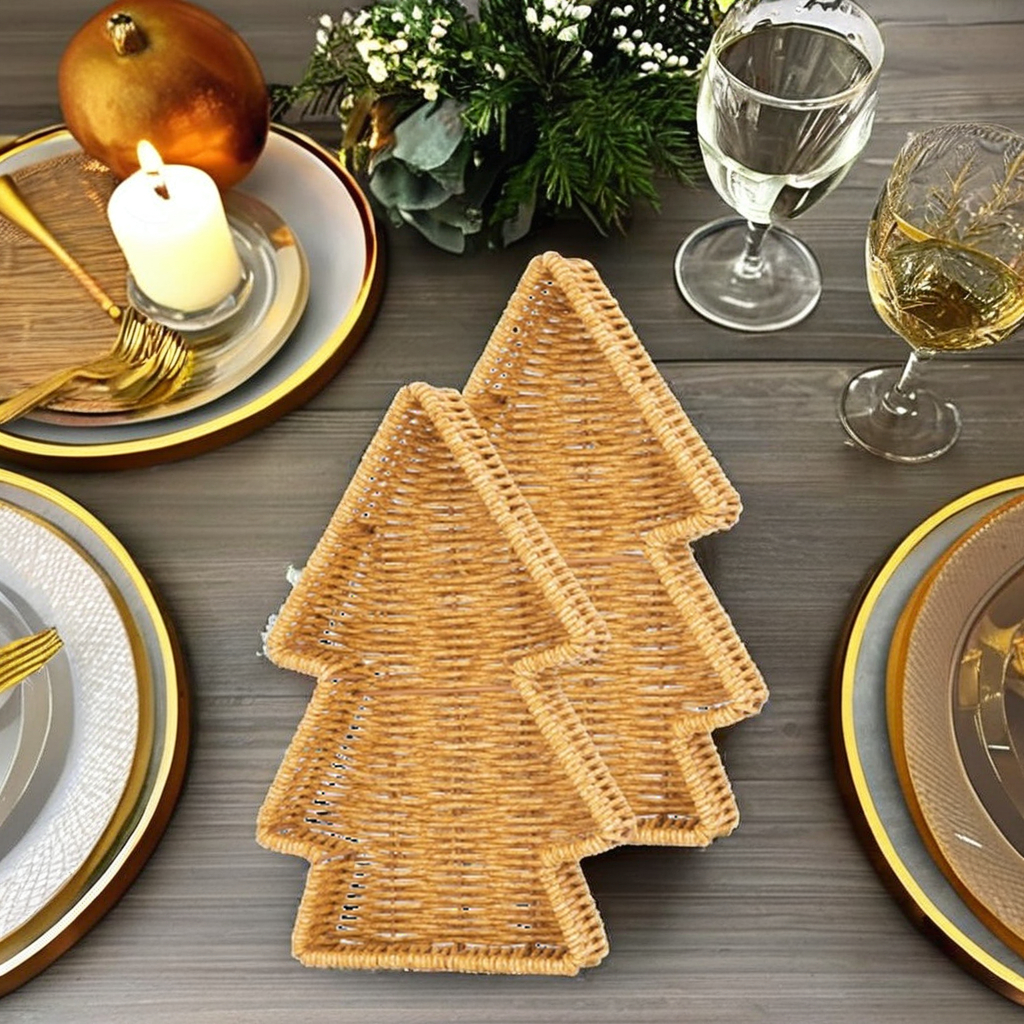 ISLA-5 Rattan Xmas Tree-Shaped Decorative Tray - Image 3