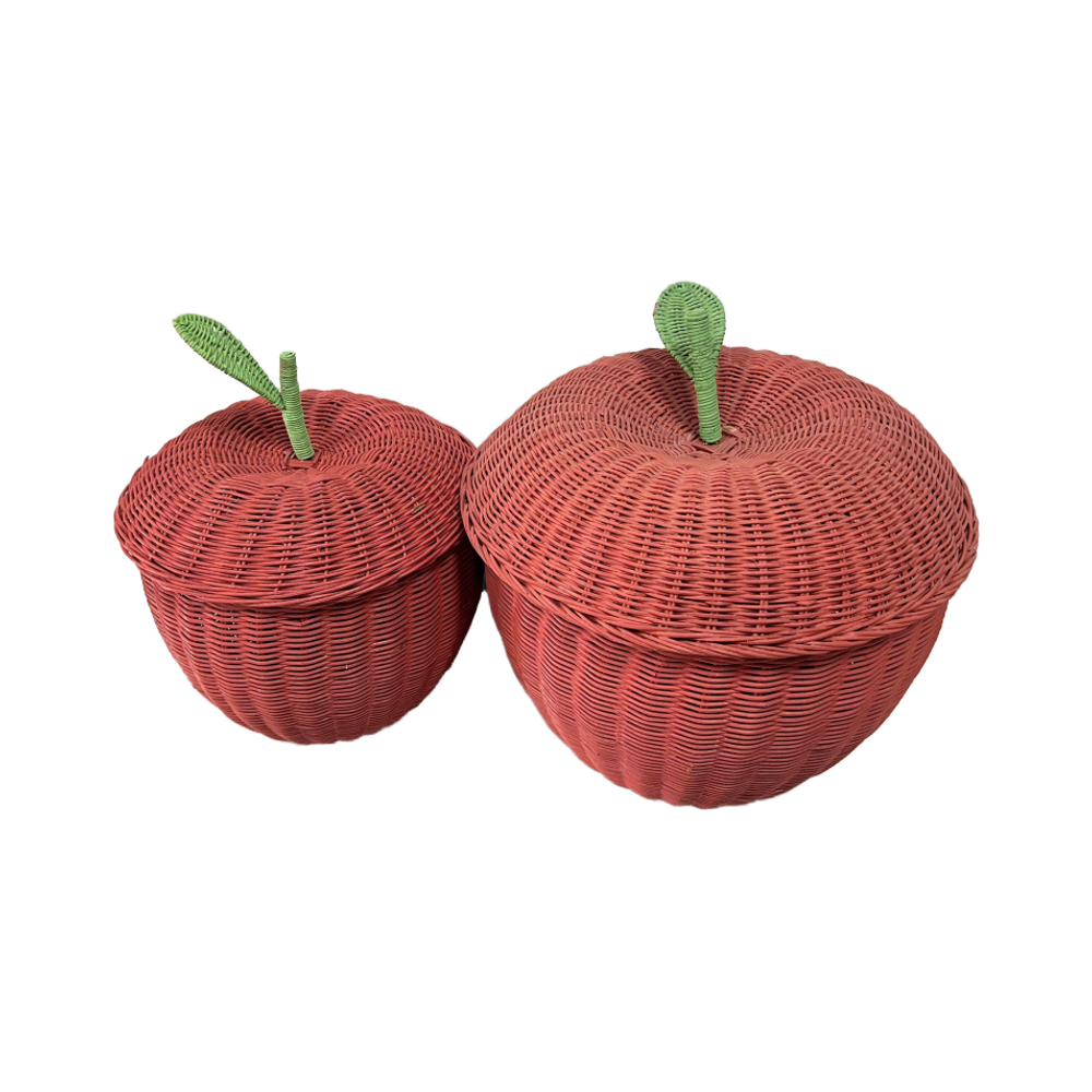 NEVIS-5 Rattan Apple-shaped Storage Baskets (Set 2) - Image 4