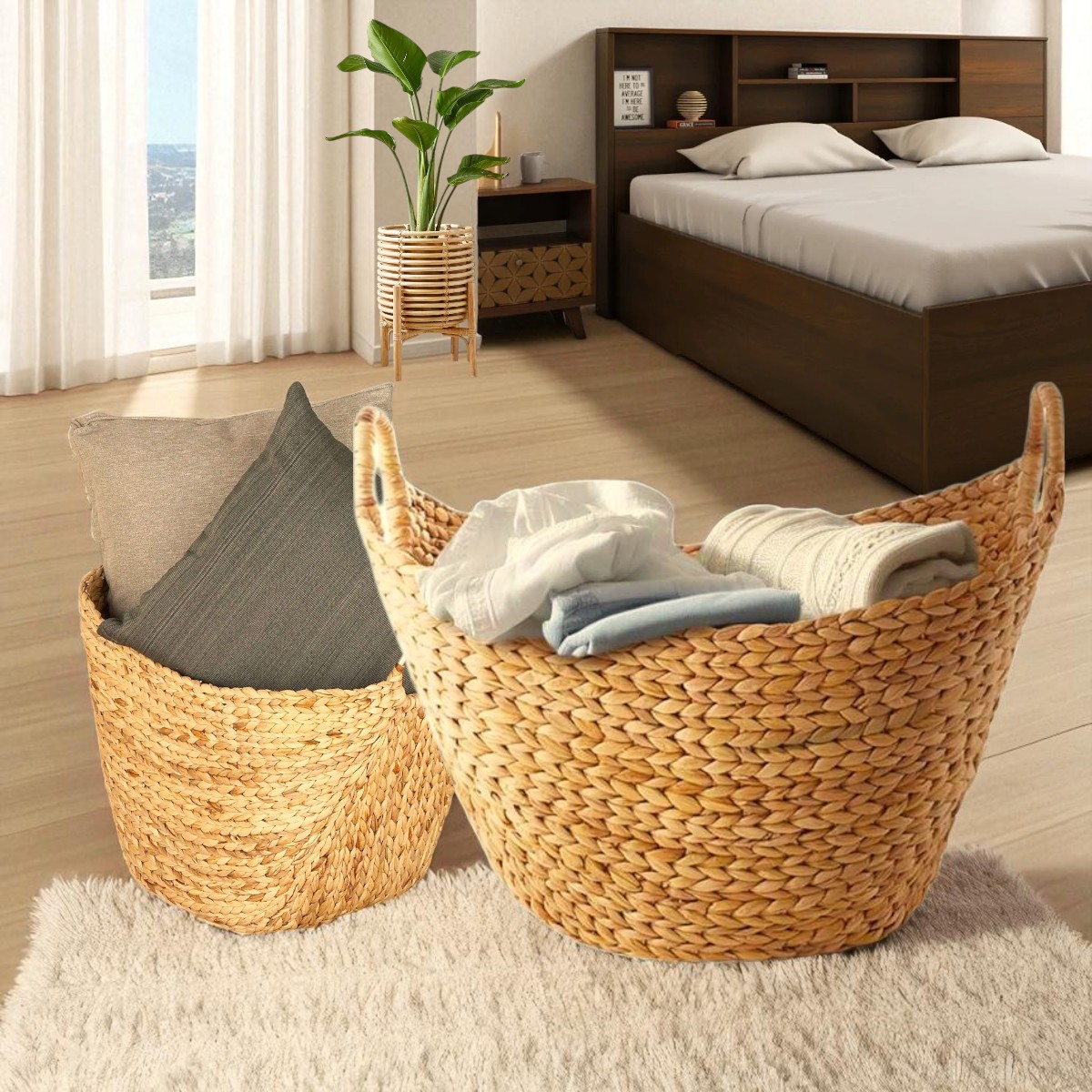 ISLA-1 Hyacinth Boat Basket for Laundry and Versatile Storage - Image 3