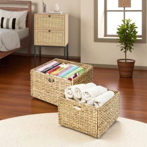 ISLA-1 Hyacinth Square Collapsible Storage Baskets (Set 2)