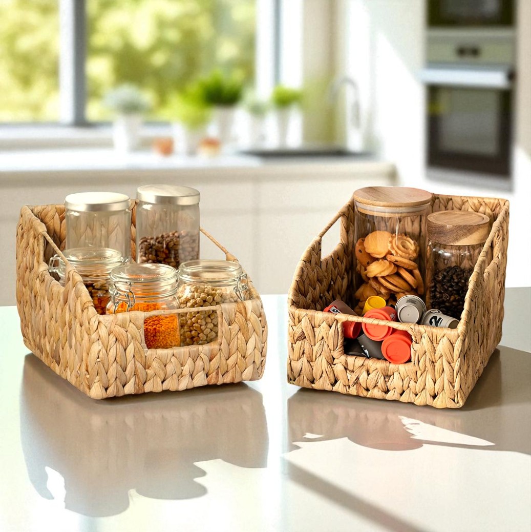 ISLA-1 Hyacinth Rect Curved-cut Pantry Baskets (2-Pack)