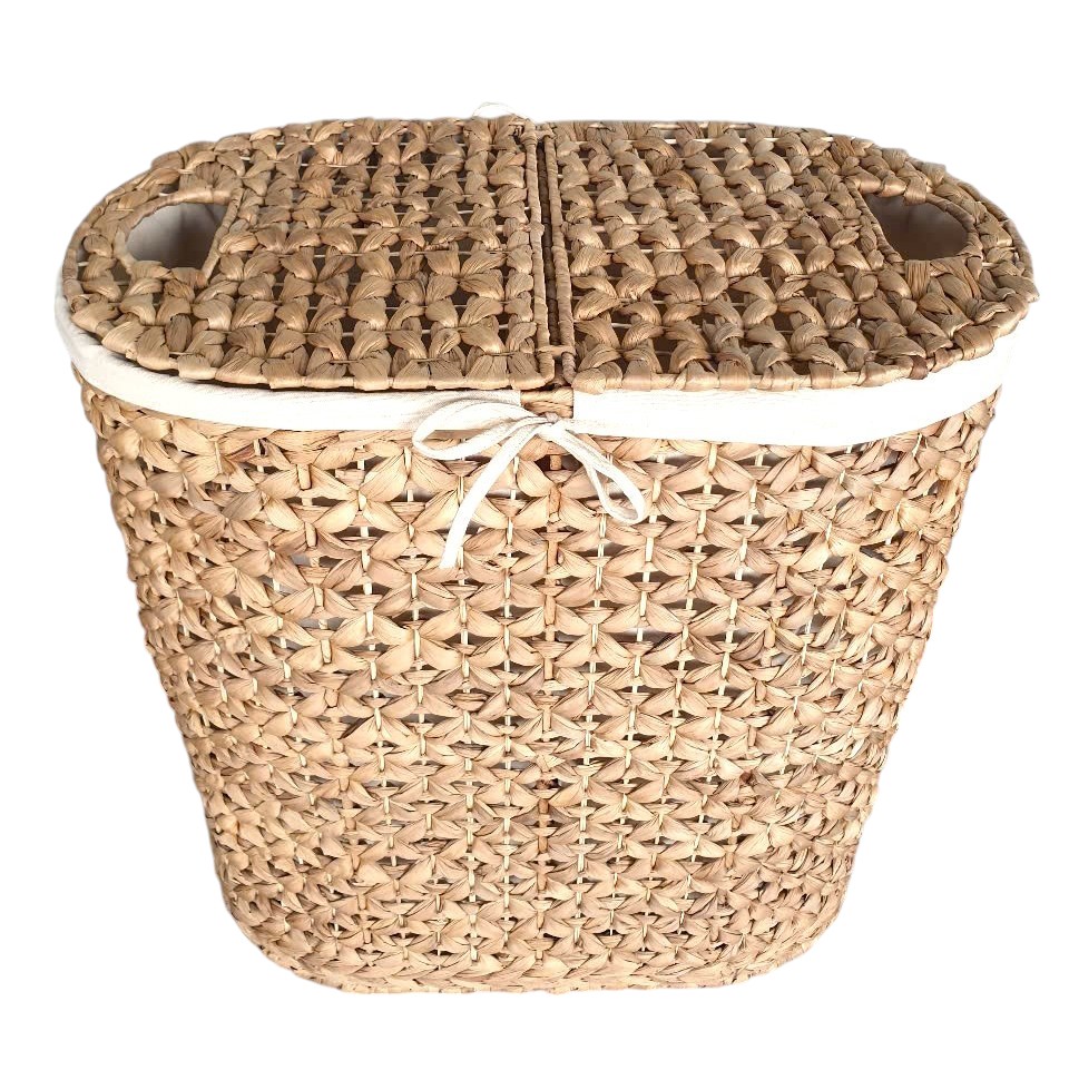 ISLA-3 Hyacinth Oval Lidded Double Laundry Hamper - Image 5