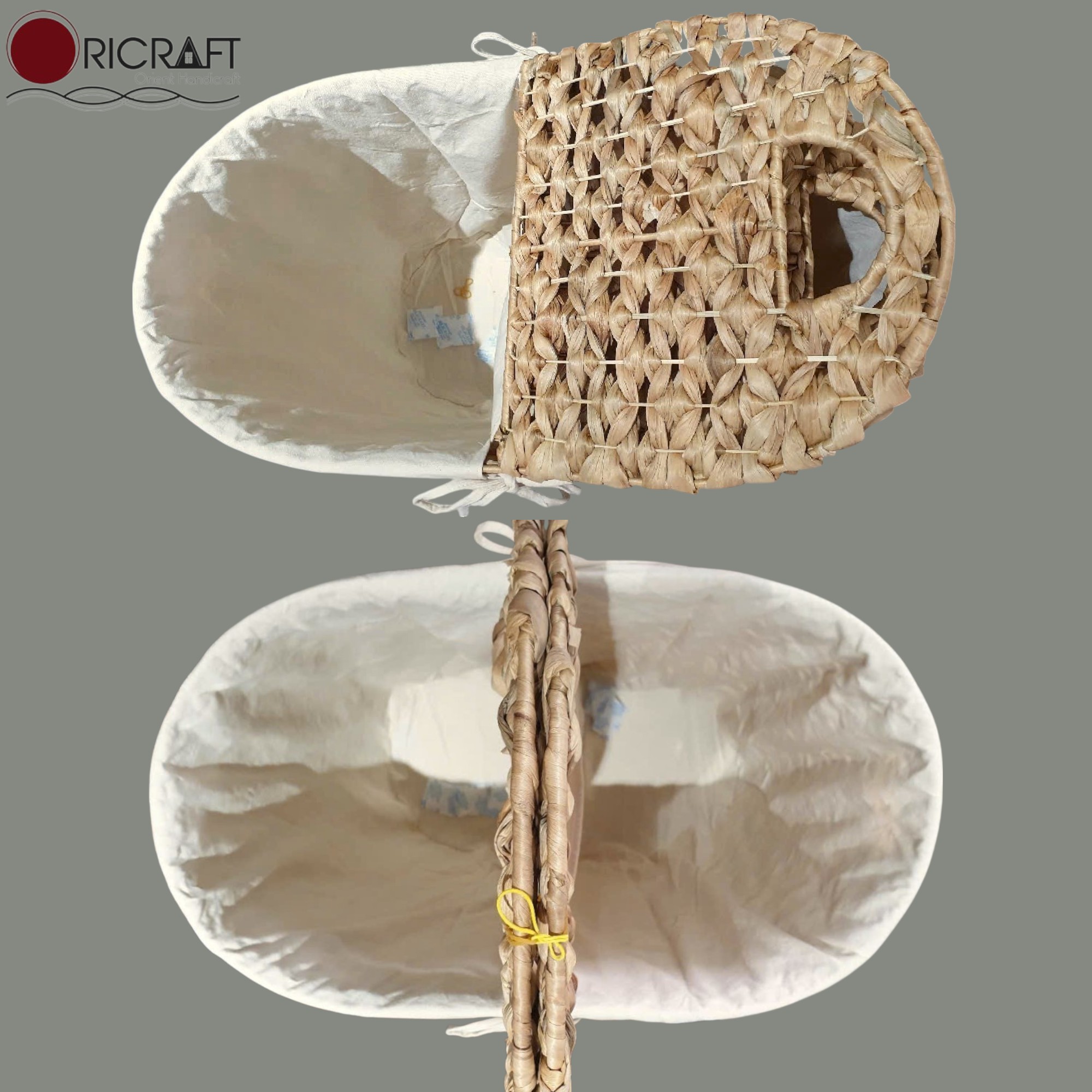 ISLA-3 Hyacinth Oval Lidded Double Laundry Hamper - Image 6