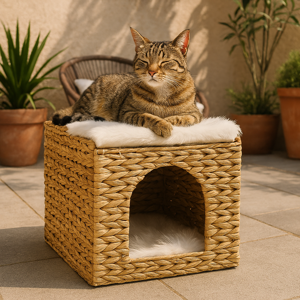 NEVIS-1 Hyacinth 2-tier Square Foldable Cat Cave - Image 2