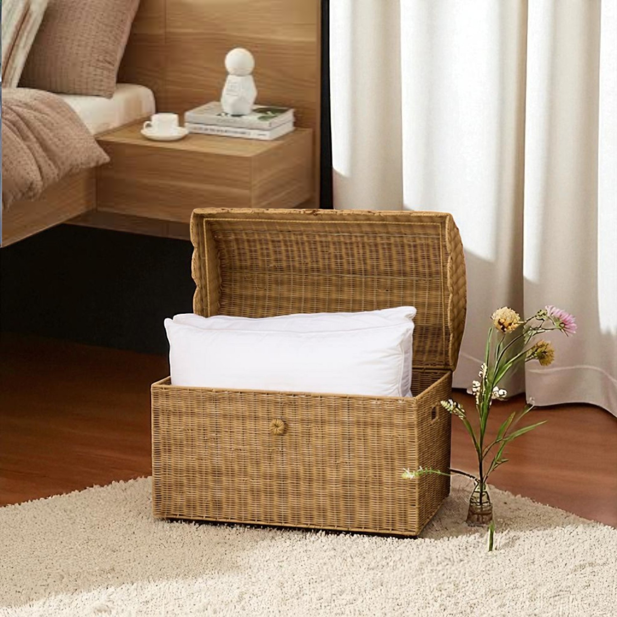 ISLA-7 Poly Rattan Stylish Scalloped Storage Chest - Image 3
