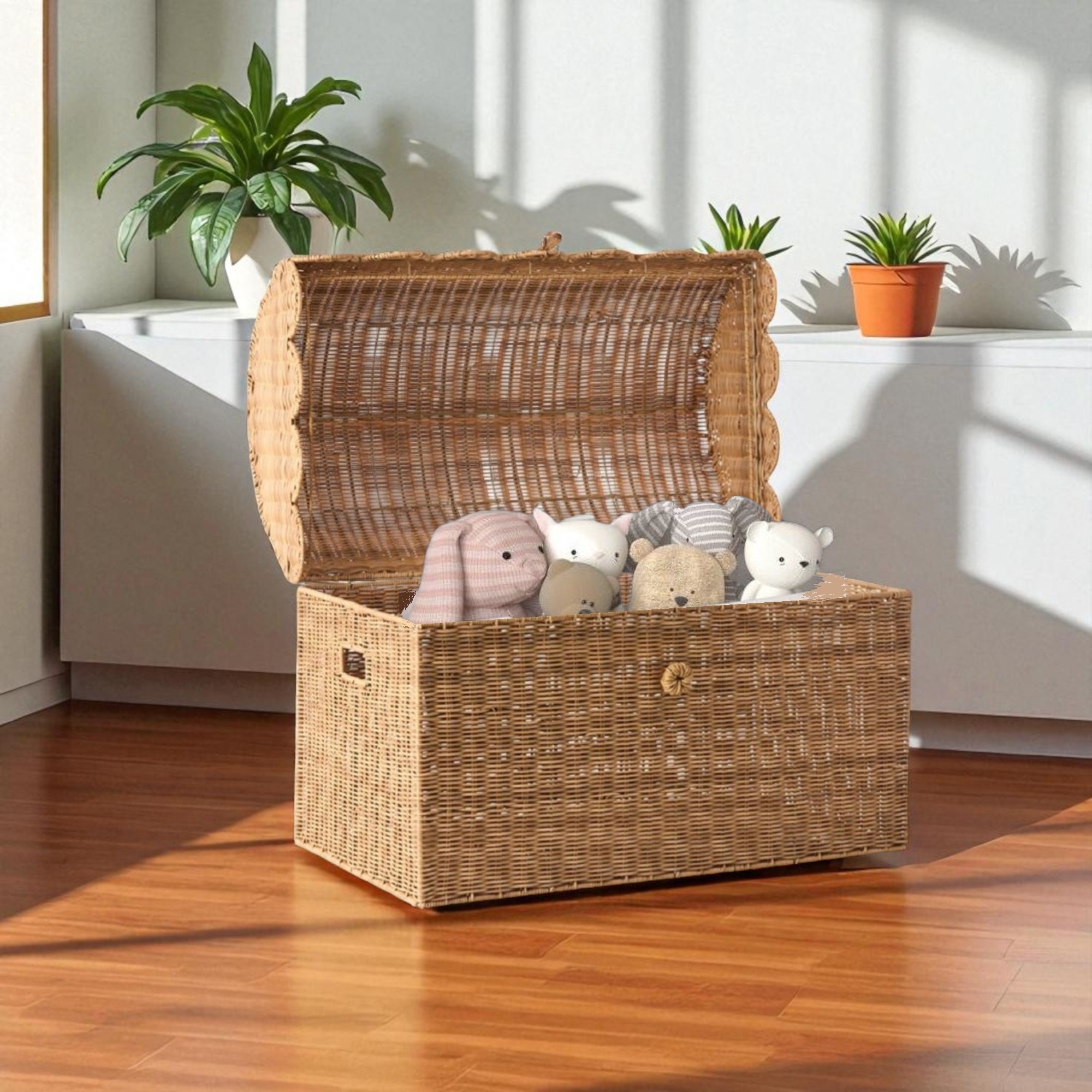 ISLA-7 Poly Rattan Stylish Scalloped Storage Chest - Image 2