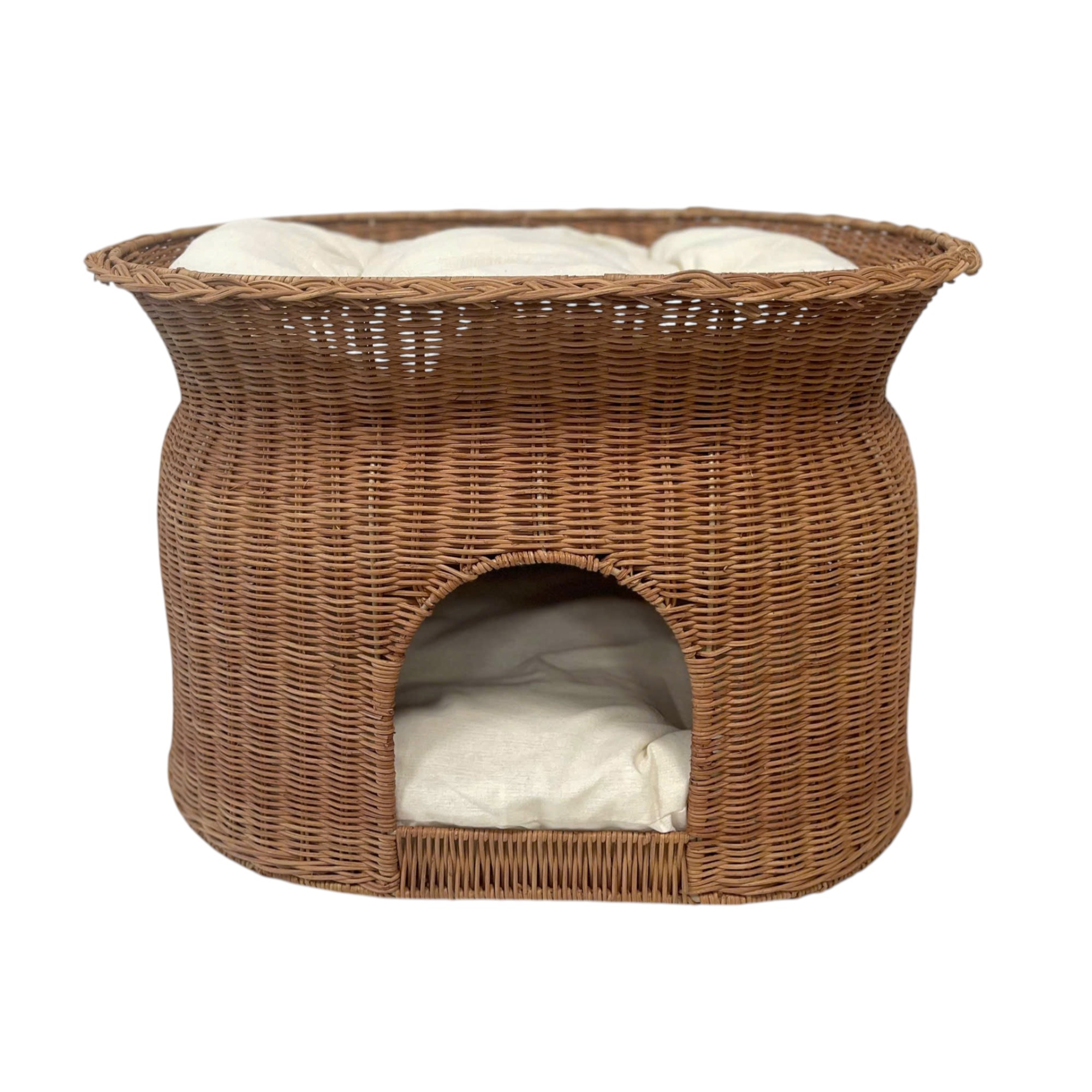 NEVIS-5 Rattan Stylish 2-tier Oval Cat House - Image 3
