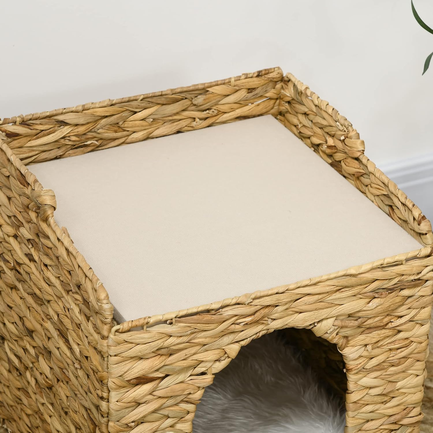 NEVIS-1 Hyacinth 2-tier Square Foldable Cat Cave - Image 5