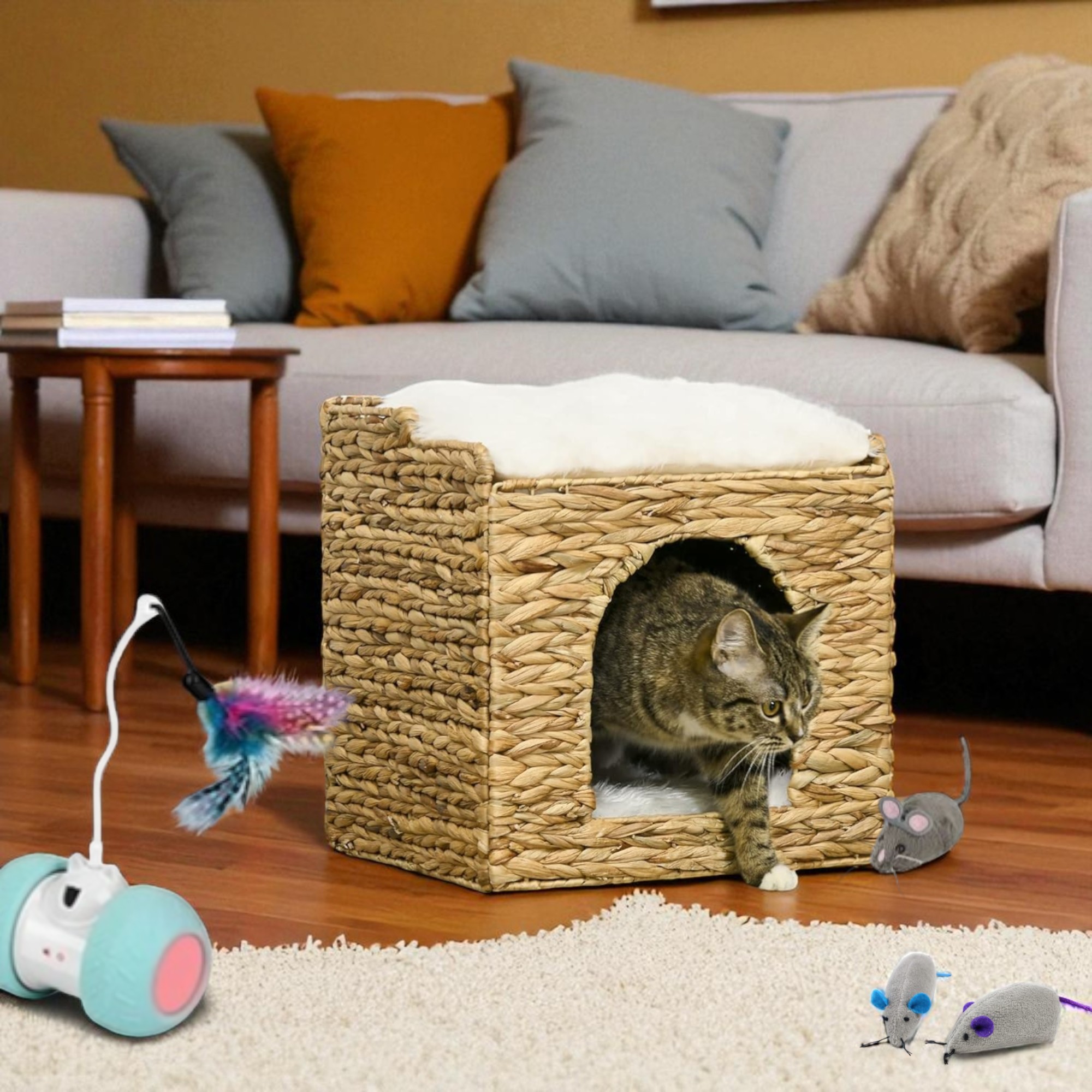 NEVIS-1 Hyacinth 2-tier Square Foldable Cat Cave
