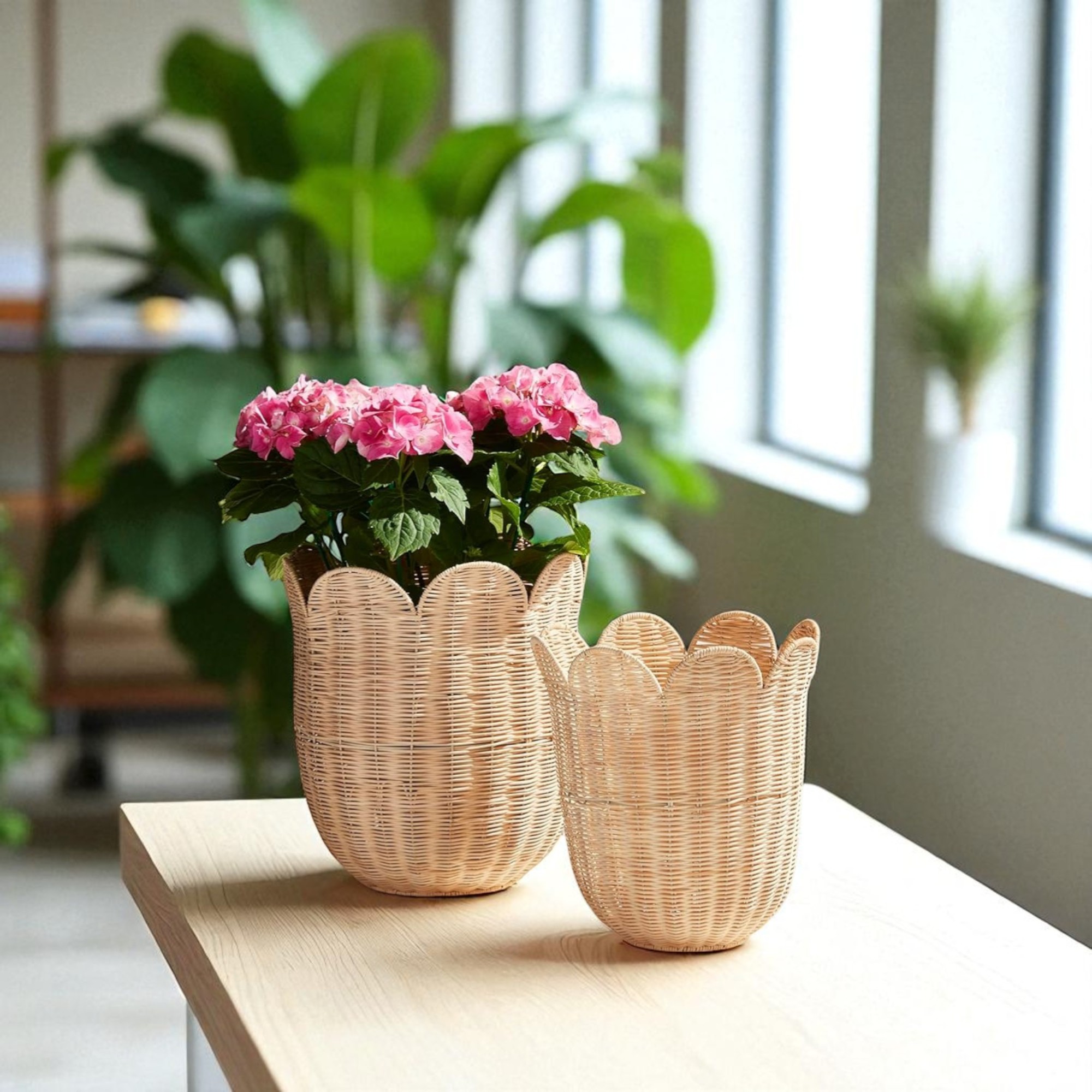 ISLA-5 Handmade Rattan Flower-shaped Baskets (Set 2) - Image 2