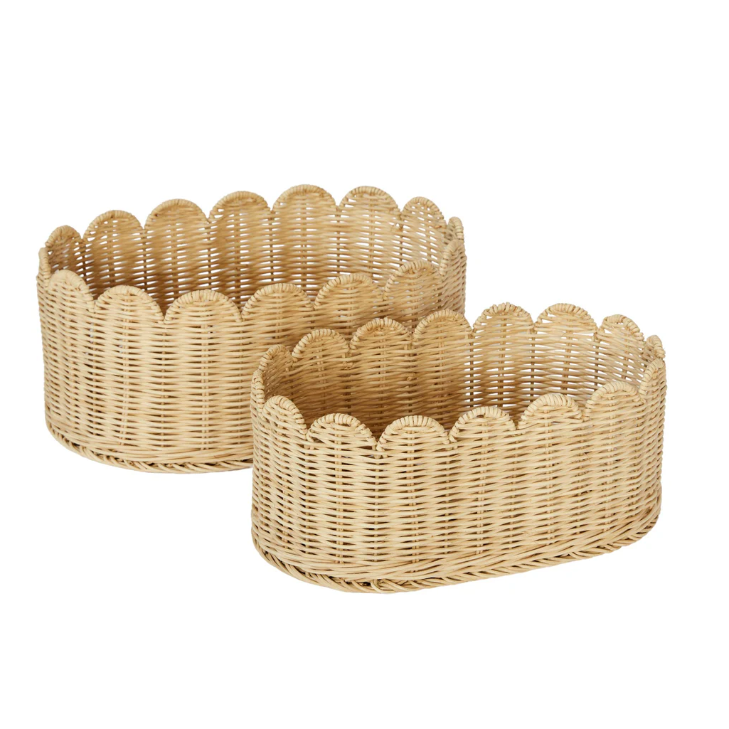 ISLA-5 Rattan Oval Scalloped Storage Baskets (Set 2) - Image 4