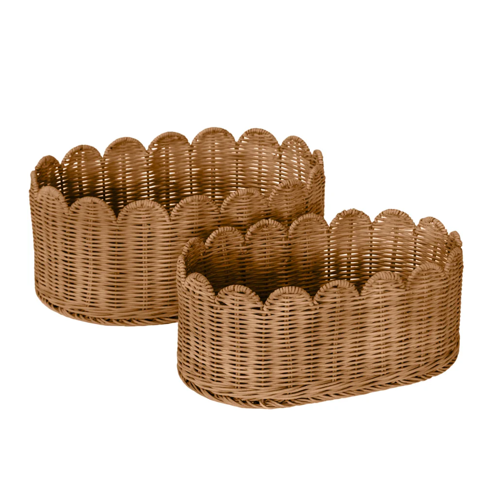 ISLA-5 Rattan Oval Scalloped Storage Baskets (Set 2) - Image 5
