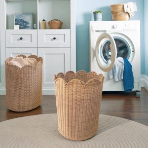 ISLA-5 Rattan Round Scalloped Hampers (Set 2)