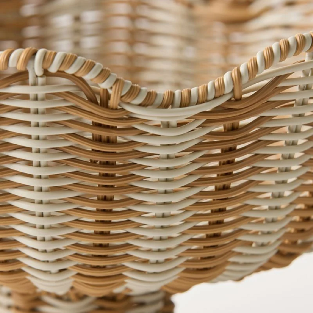 LUCIA-7 Poly Rattan Pedestal Scalloped Fruit Bowl - Image 4