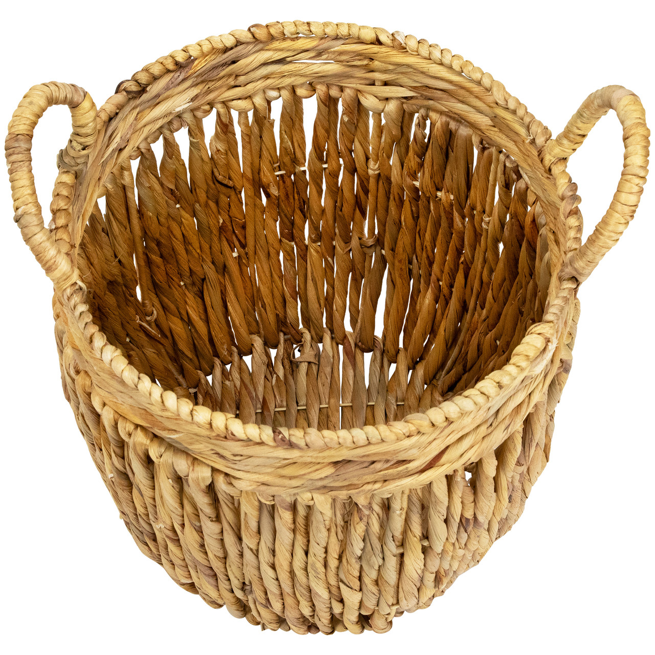 ISLA-3 Hyacinth Artisan Round Baskets with Handles (Set 3) - Image 6
