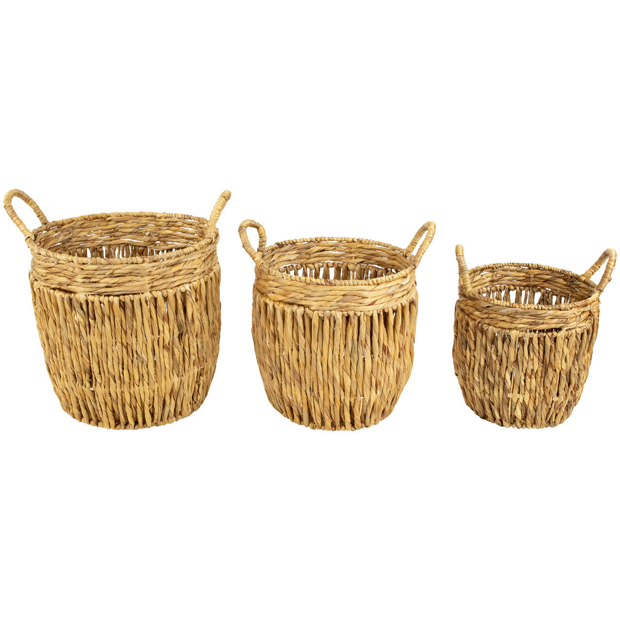 ISLA-3 Hyacinth Artisan Round Baskets with Handles (Set 3) - Image 4