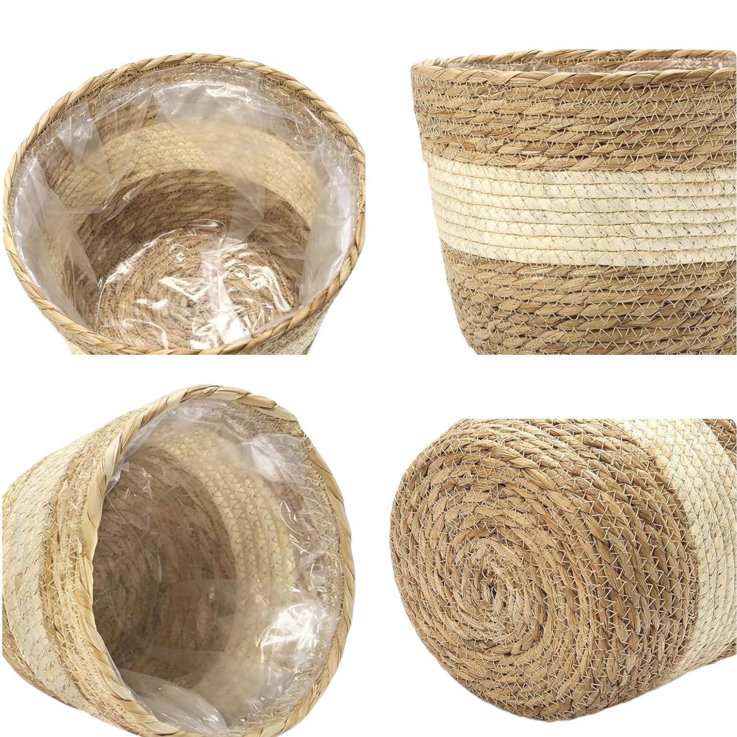 CAPRI-4 Seagrass & Corn Stalk Round Basket Planters (Set 3) - Image 4
